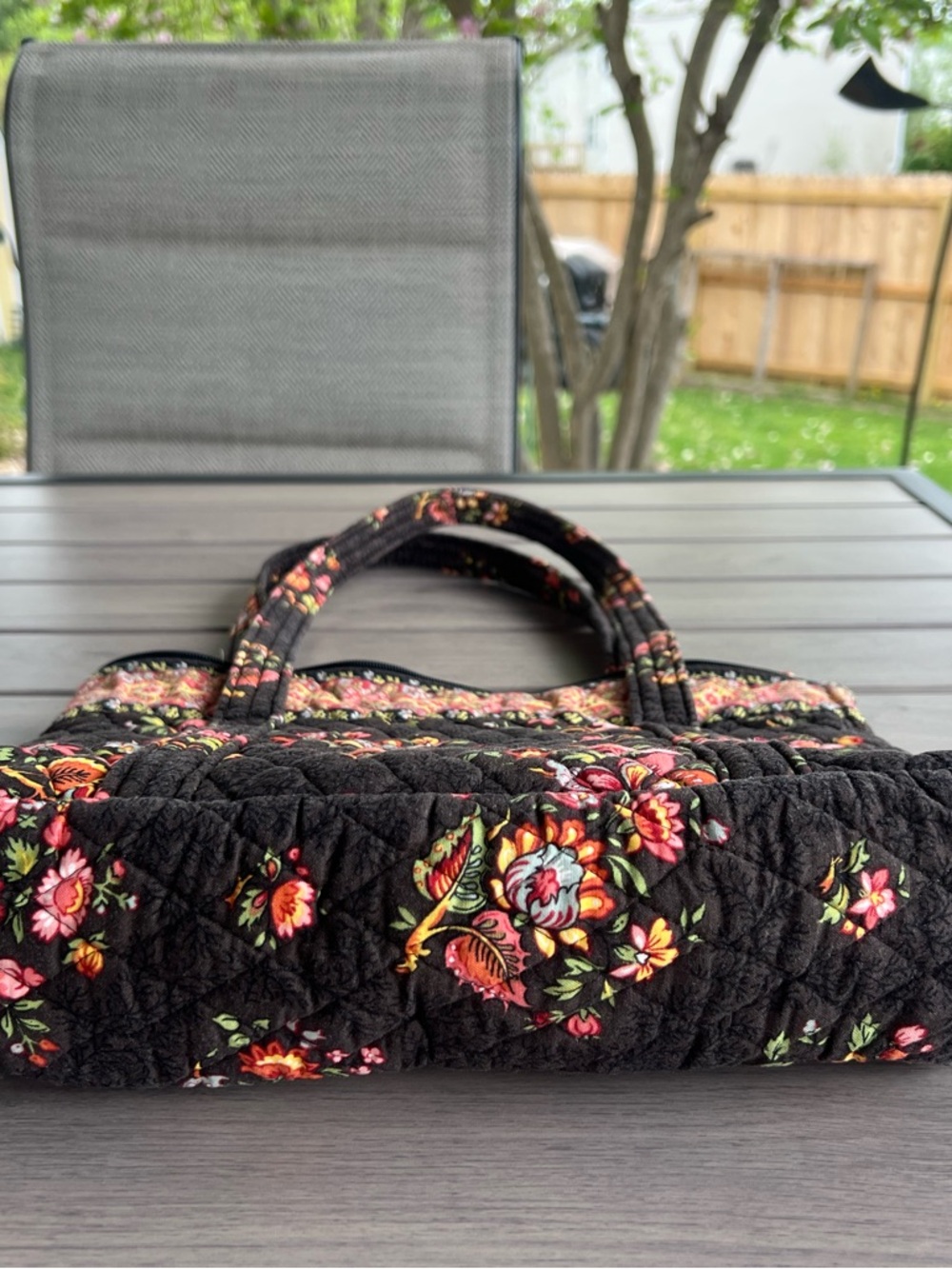 VERA BRADLEY Chocolat 2003 Little Betsy Floral 2 Handles Y2K - Picture 7 of 10